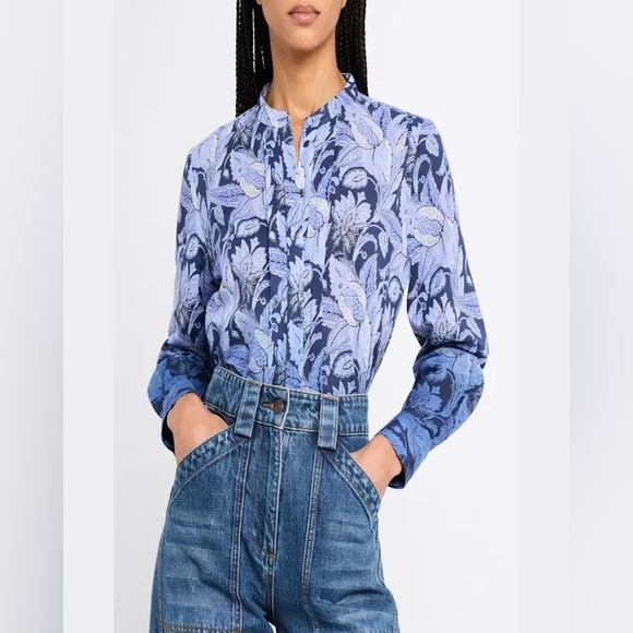 Kobi Halperin Blue Floral Pattern Blouse - Picture 1 of 11